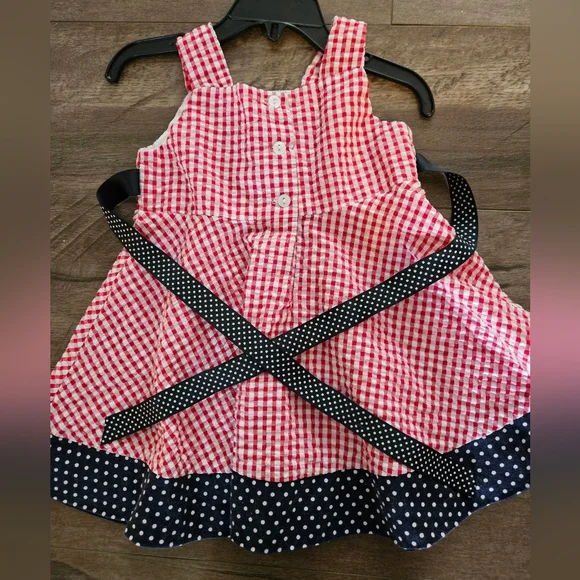 Rare Editions Red, White & Blue Polka Dot Dress ❤️ 18 Months - Picture 4 of 5